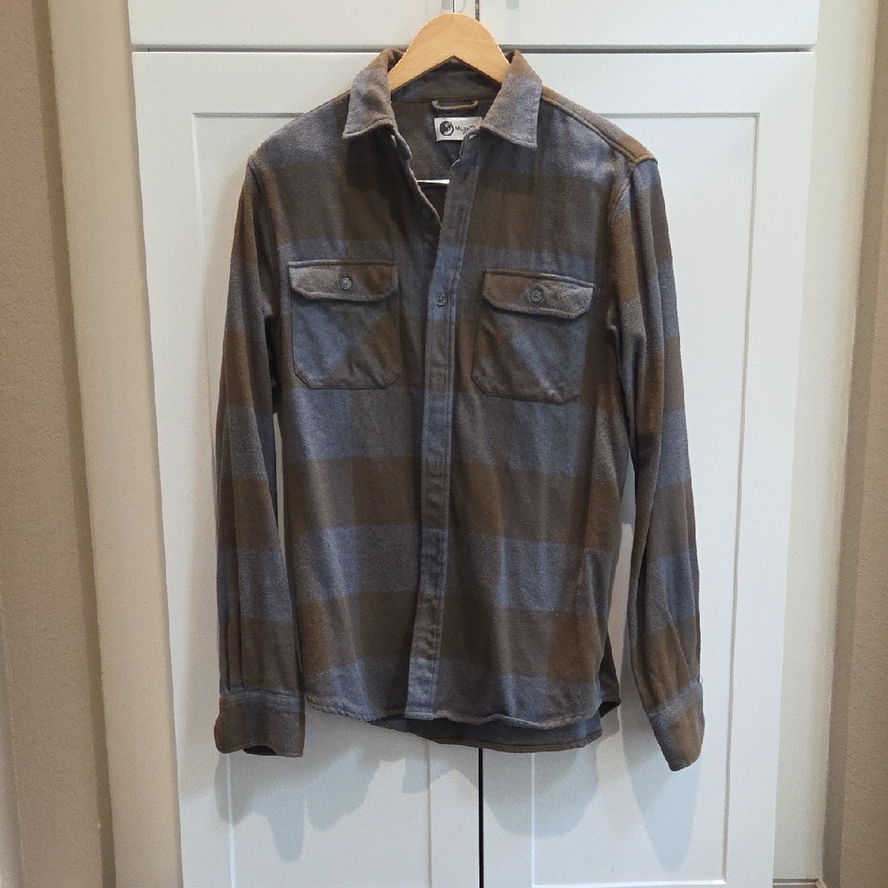 Men's Plaid Button-Down Shirt - Blue and Brown